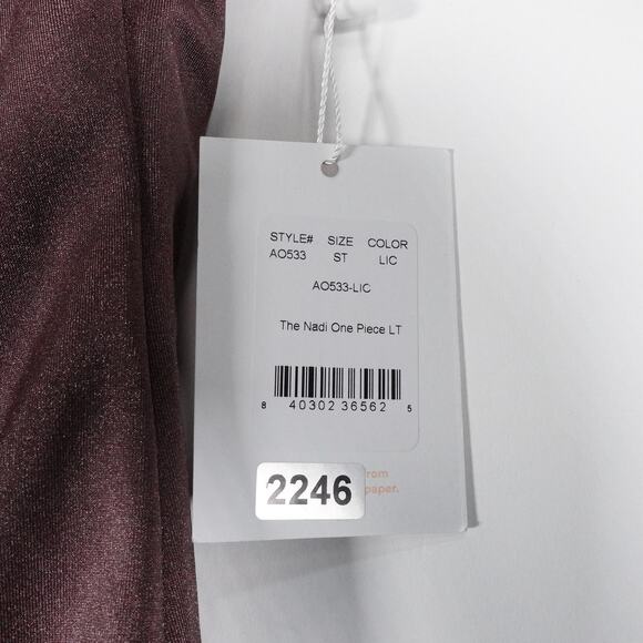 New Andie Swim Nadi Licorice Brown Satin Swimsuit Small Tall Long Torso 2246 - Picture 4 of 12